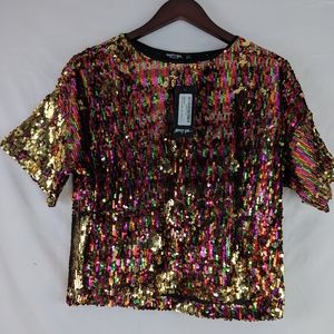 Rainbow sequin party top (Nasty Gal brand)